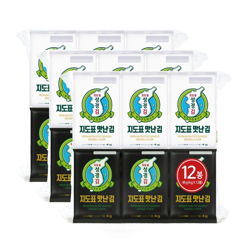 [지도표성경김] 지도표 맛난김 4g 12봉x3개 (총36봉)
