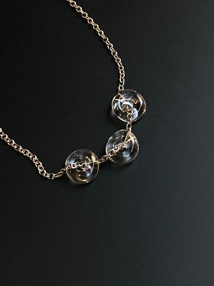 donut glass necklace 도넛 유리 목걸이 써지컬목걸이 써지컬스틸