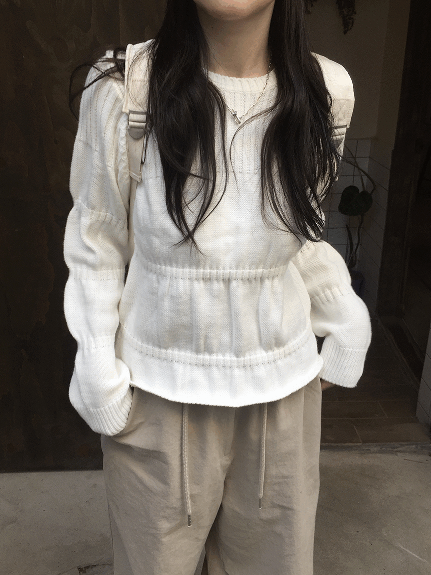 젤리 셔링 핀턱 니트 (3c)