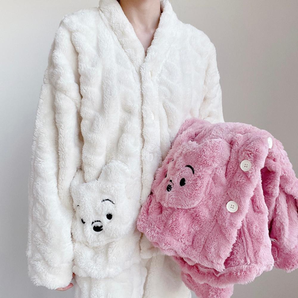 여성 수면잠옷 빅사이즈 곰돌이포켓 겨울 잠옷 파자마