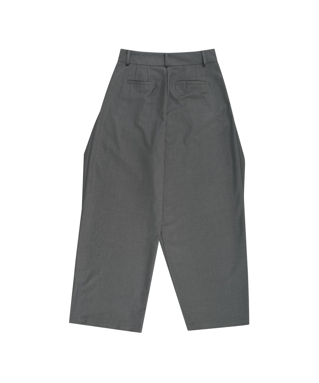 Pintuck Asymmetric Trousers Gray