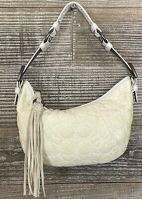 Coach Soho Signature Quilted Logo White W/Leather braided Strap H04K-6791