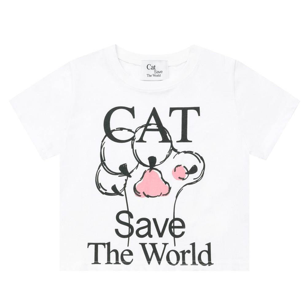Cat Save The World Foot pad half T (2Color) 캣 세이브 더 월드 풋 패드 하프 티 (2컬러)