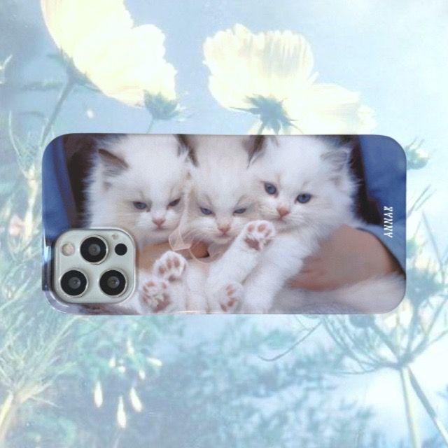 [three kitty sisters hard case] 아기 러시안블루 고양이 폰케이스 아이폰 갤럭시 동물케이스 빈티지케이스