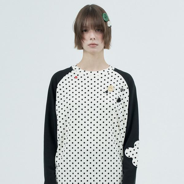 patched raglen t-shirts / white