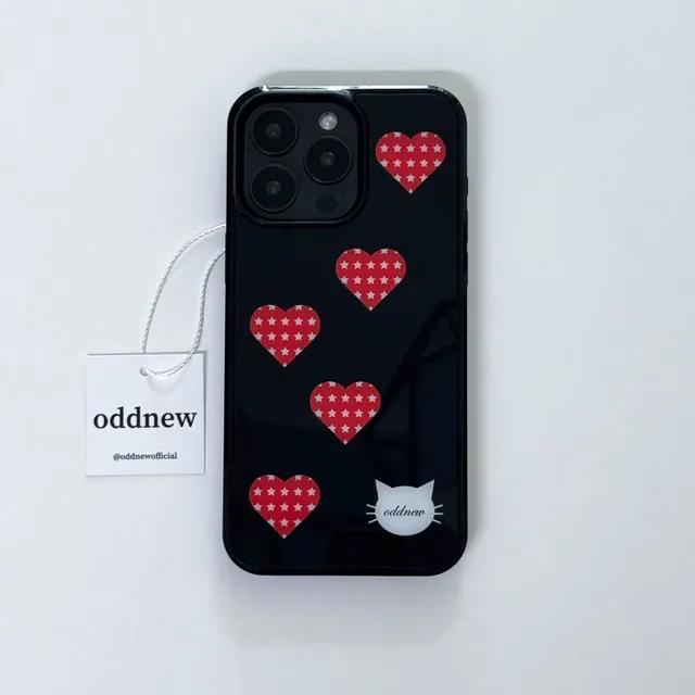 오드뉴 cat love(red) 글라스 범퍼 케이스 (맥세이프 변경 가능)