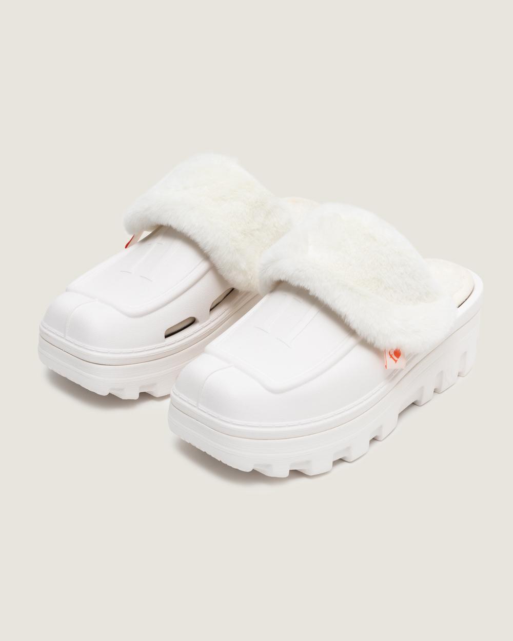 [SET] Nube fur socks & Nube mule_White