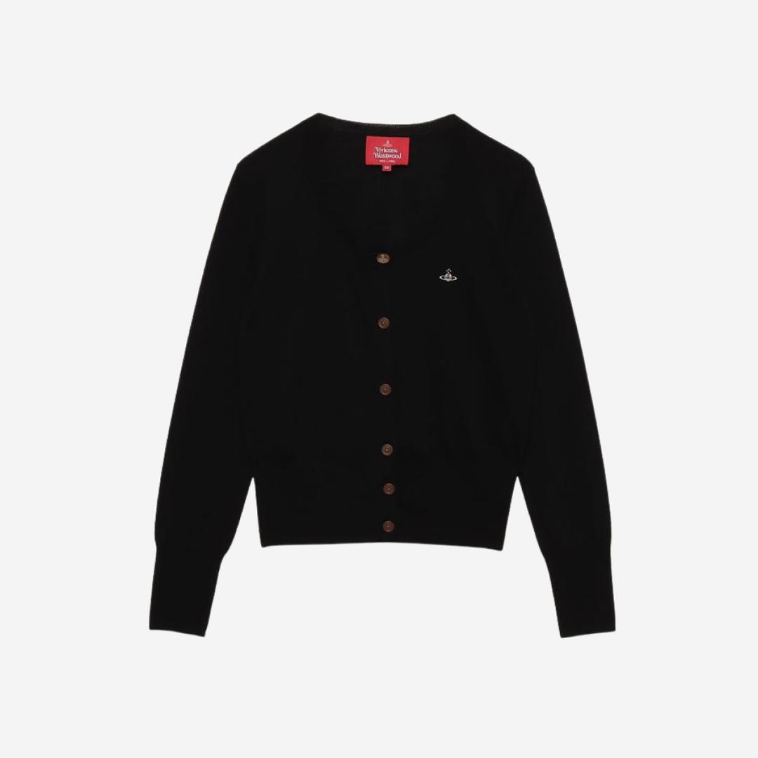 (W) Vivienne Westwood Red Label Fine Wool Basic Round Collar Cardigan Black