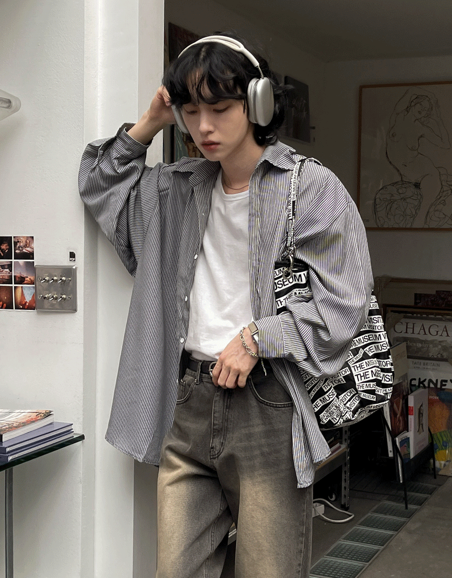 세인 오버 벌룬 스트라이프 셔츠 (2 color)