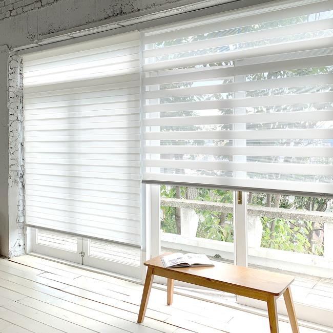 창안애 못없이 내츄럴 콤비블라인드 거실 베란다 창문 30x30