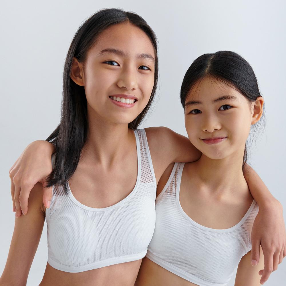 첨이 여아 주니어 땀 차지 않는 메쉬원단 고정 몰드 밴드/후크형 원픽브라