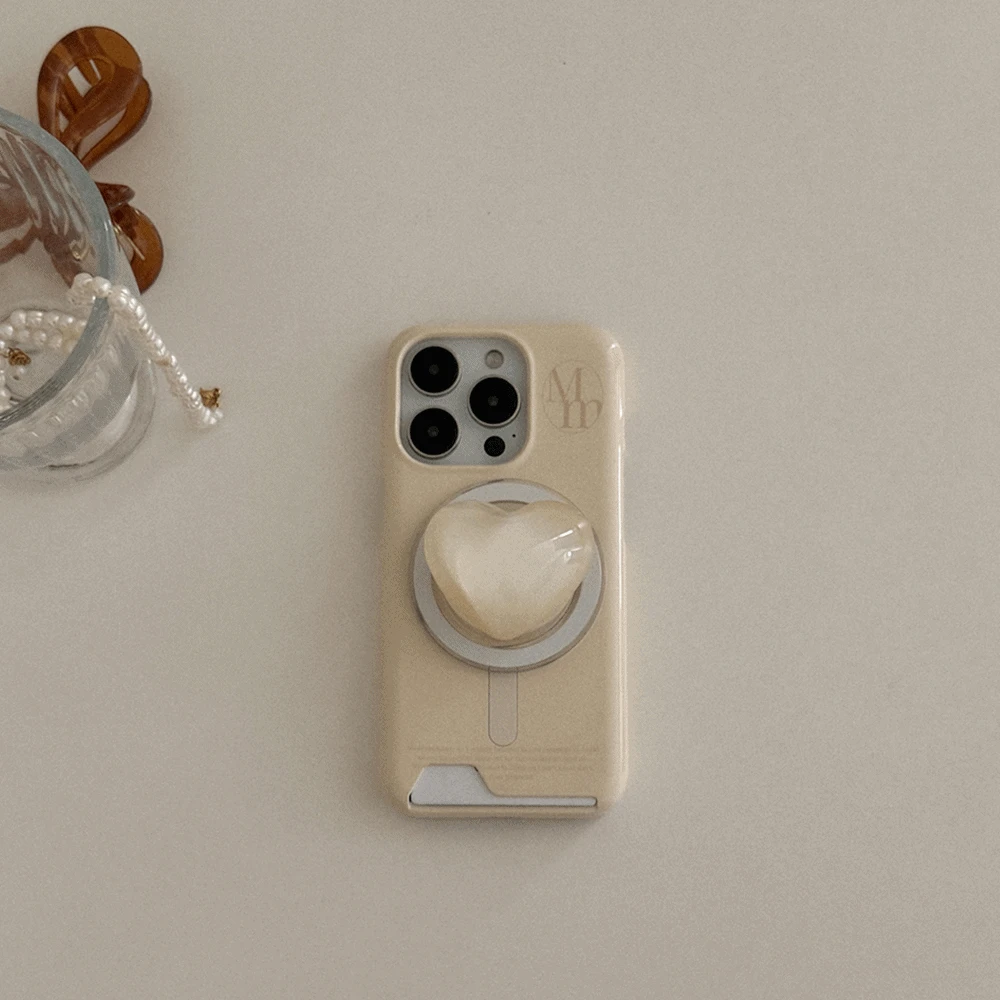 [mm] soft cream 무지 디자인 [맥세이프 유광 카드수납 폰케이스]