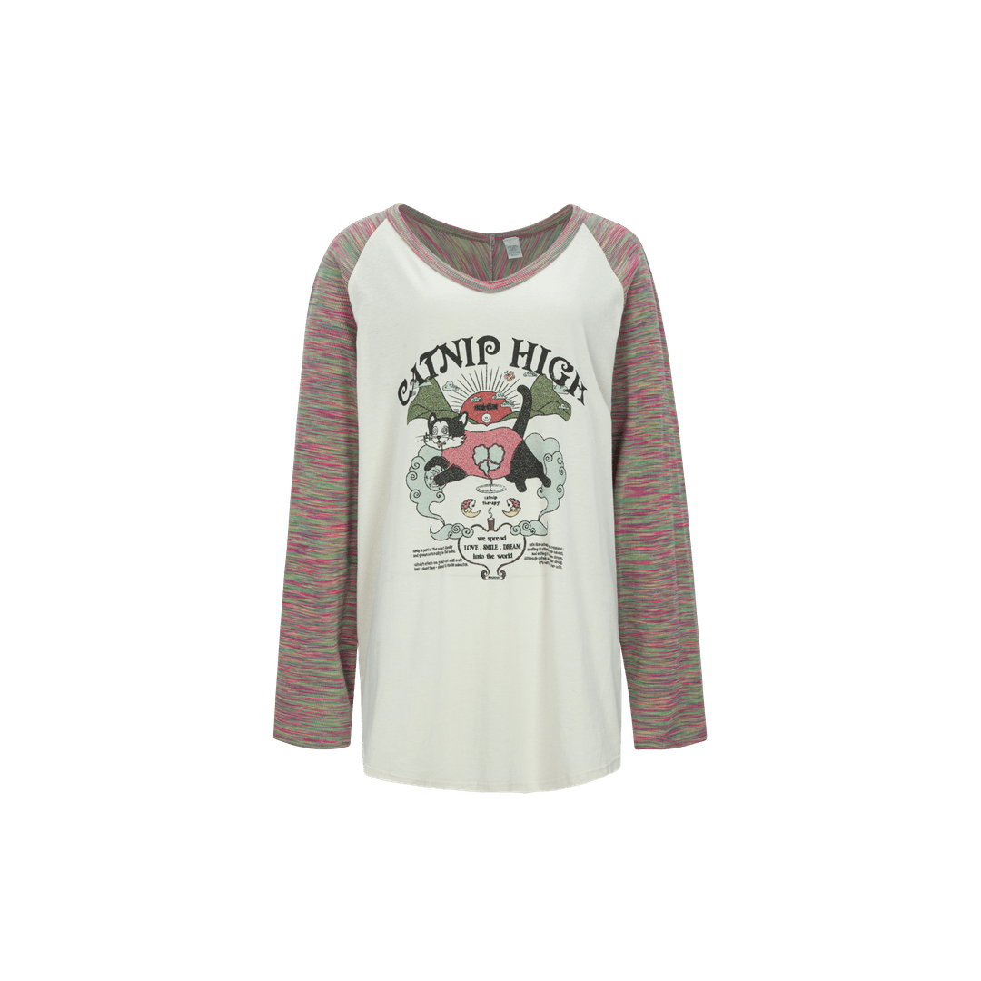 CATNIP HIGH long t-shirt multi green