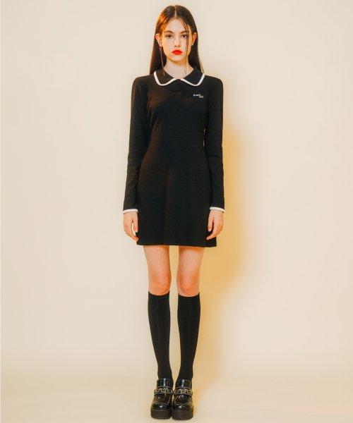 HEART 21 카라 포인트 드레스 _ 블랙