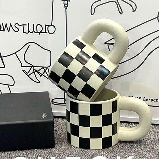 홈카페 체크머그 머그컵 머그잔 집들이선물