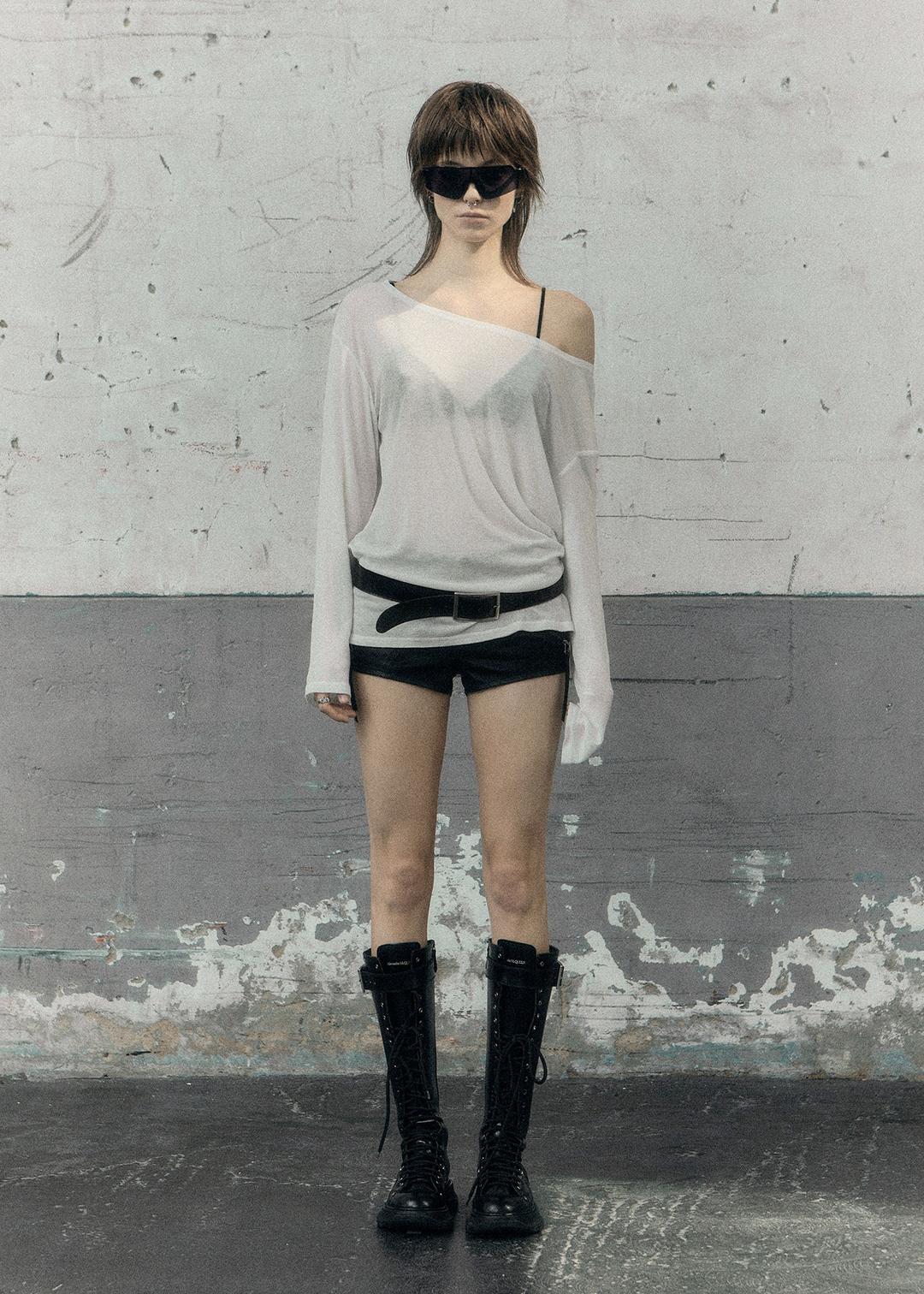 SHEER LOOSE FIT LONG SLEEVE, IVORY