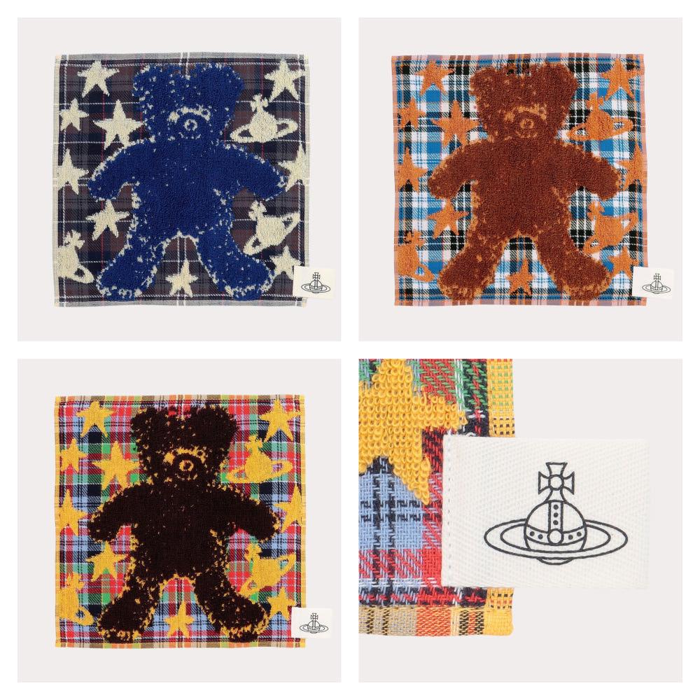 [일본] 비비안웨스트우드 PAINTED TEDDY×ORBS AND STARS 수건 손수건