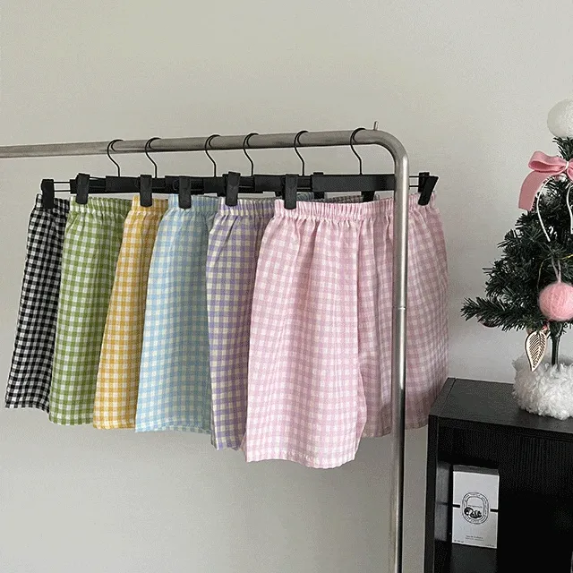 코튼 체크 파자마 반바지 1+1