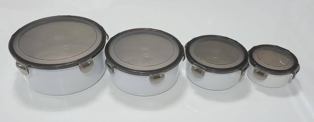 국산 이엔텍  원형 법랑 밀폐용기(4가지사이즈)