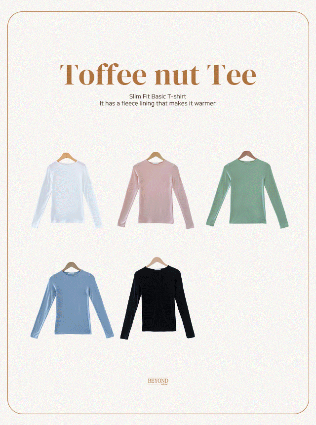 (1+1할인/MADE) 인생슬림핏 토피넛 라운드긴팔티 - 5color