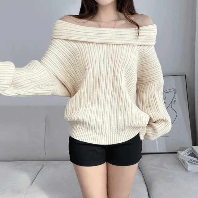 NB665 - 두툼 고퀄 골지 오프숄더 (3color)