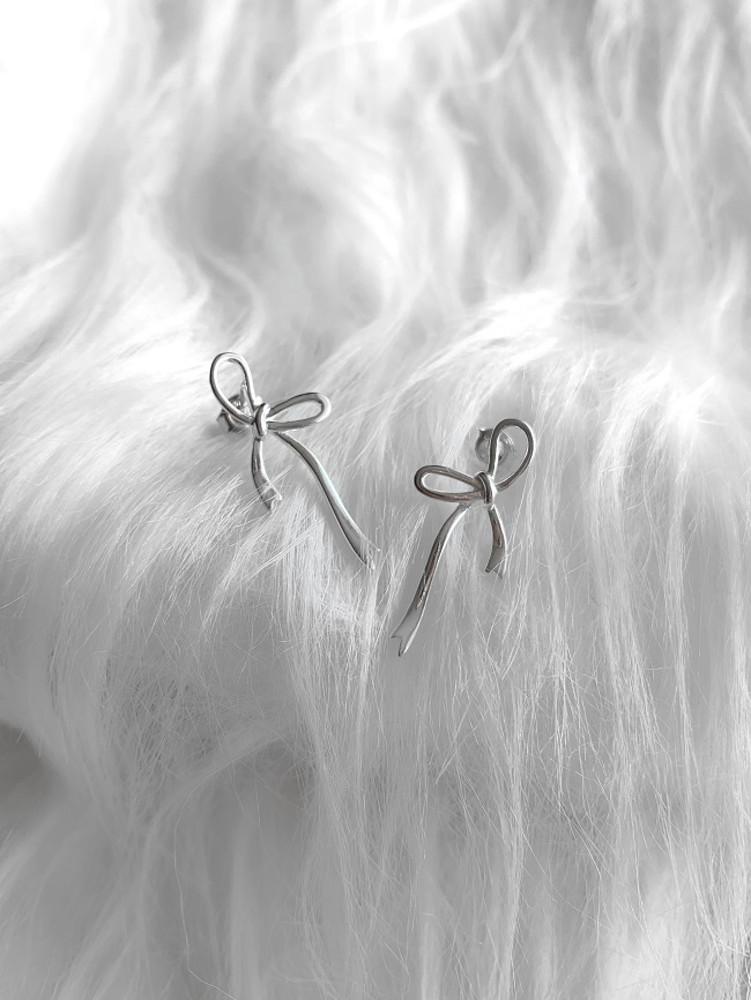 (silver925) ribbon drop earring 드롭 귀걸이 리본 귀걸이 : 어센틱 authentic