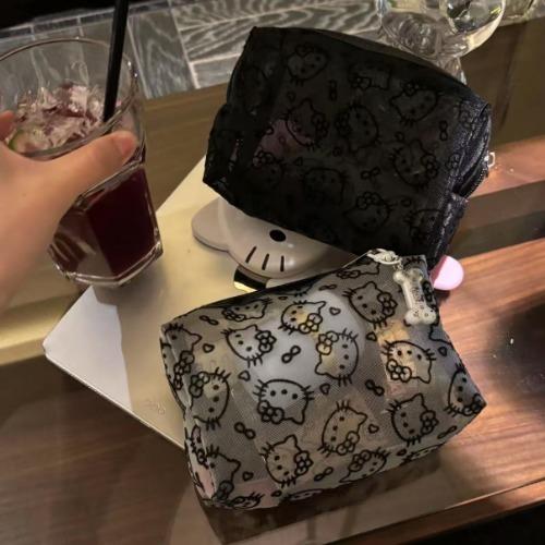 블랙 & 화이트 메쉬망 미니 파우치 원형필통 set