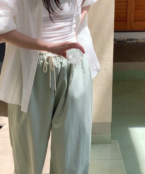 페일 나일론 와이드 스트링 조거 팬츠 - 7color