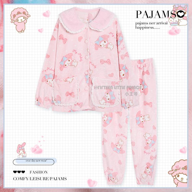 Women's winter thickened girly pink pajamas - M / 1