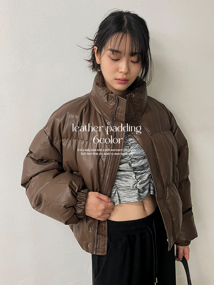[단독] [BEST][6color] 하이넥 코팅 레더패딩