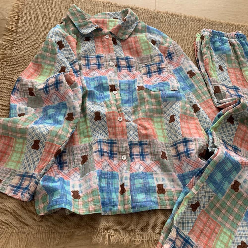 띠끄룸 코튼 패치 베어 홈웨어 세트 파자마 잠옷