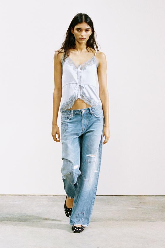 레이스 새틴 탑