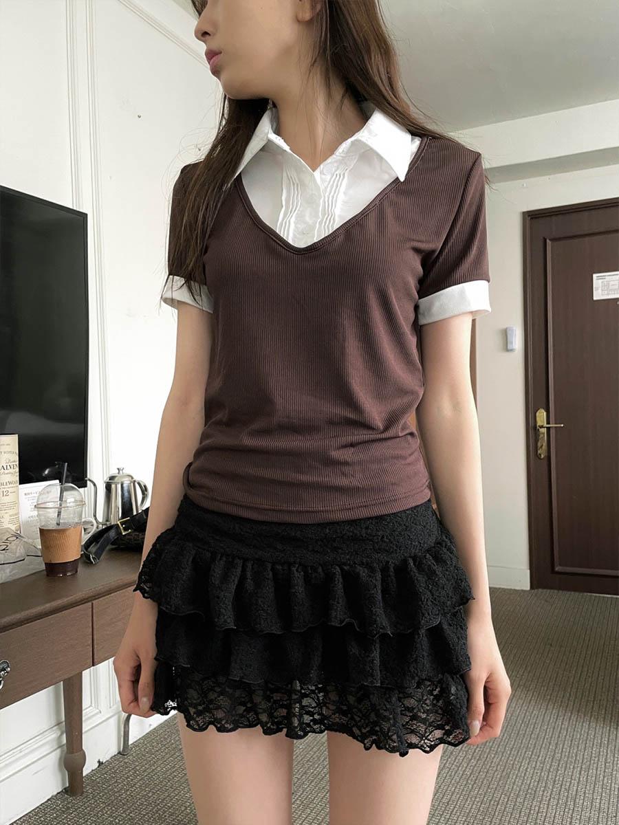 Pintuck layered half top