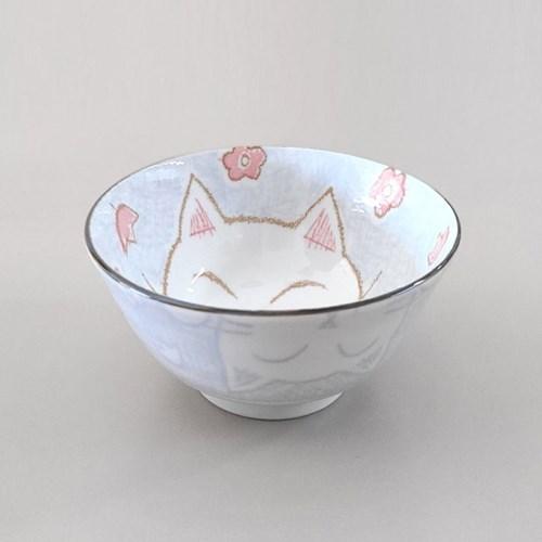 나고미도자기 캐릭터 크레용네코 대접 블루 국그릇 일본 도자기 식기