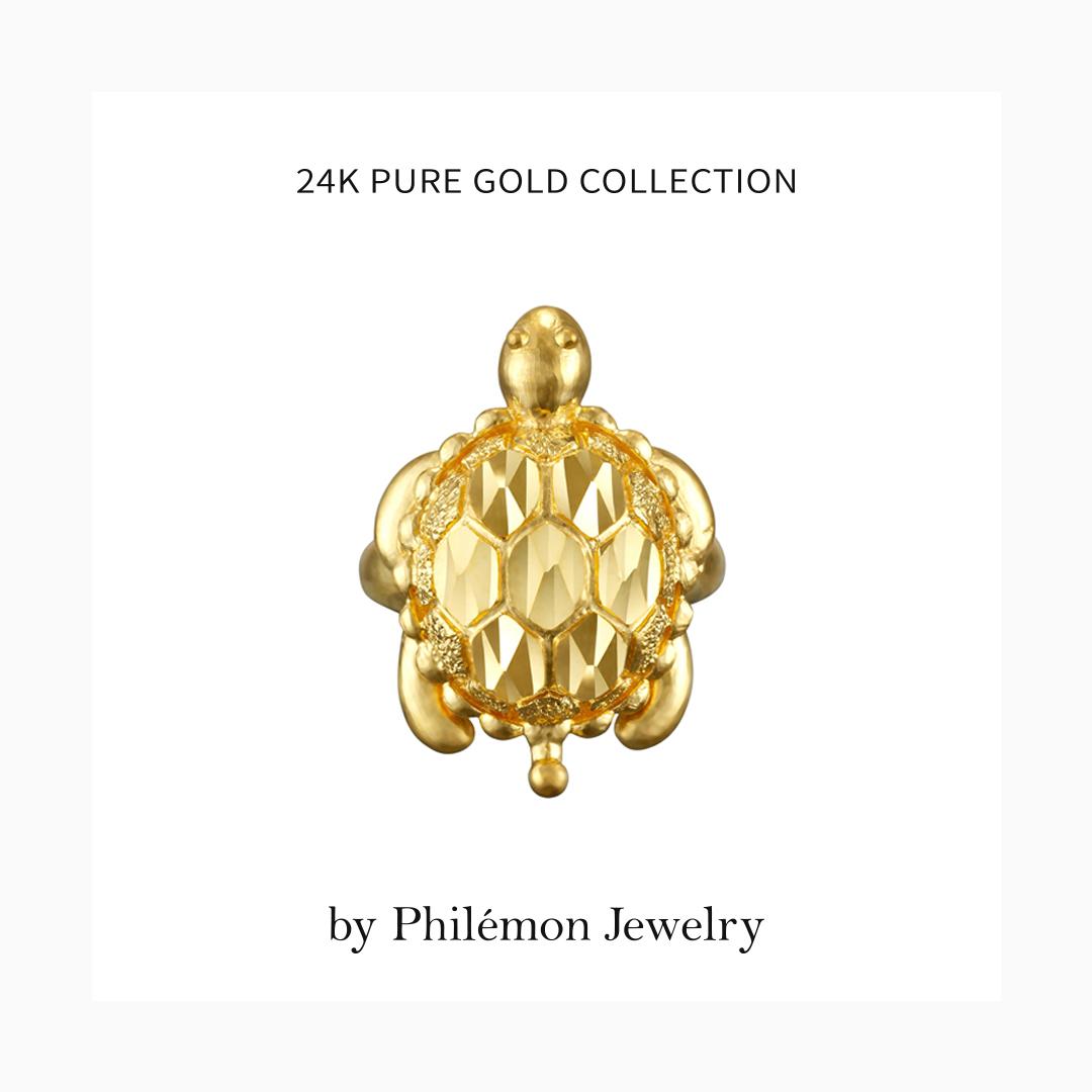 장수 거북이 다이아컷 돌반지 24K