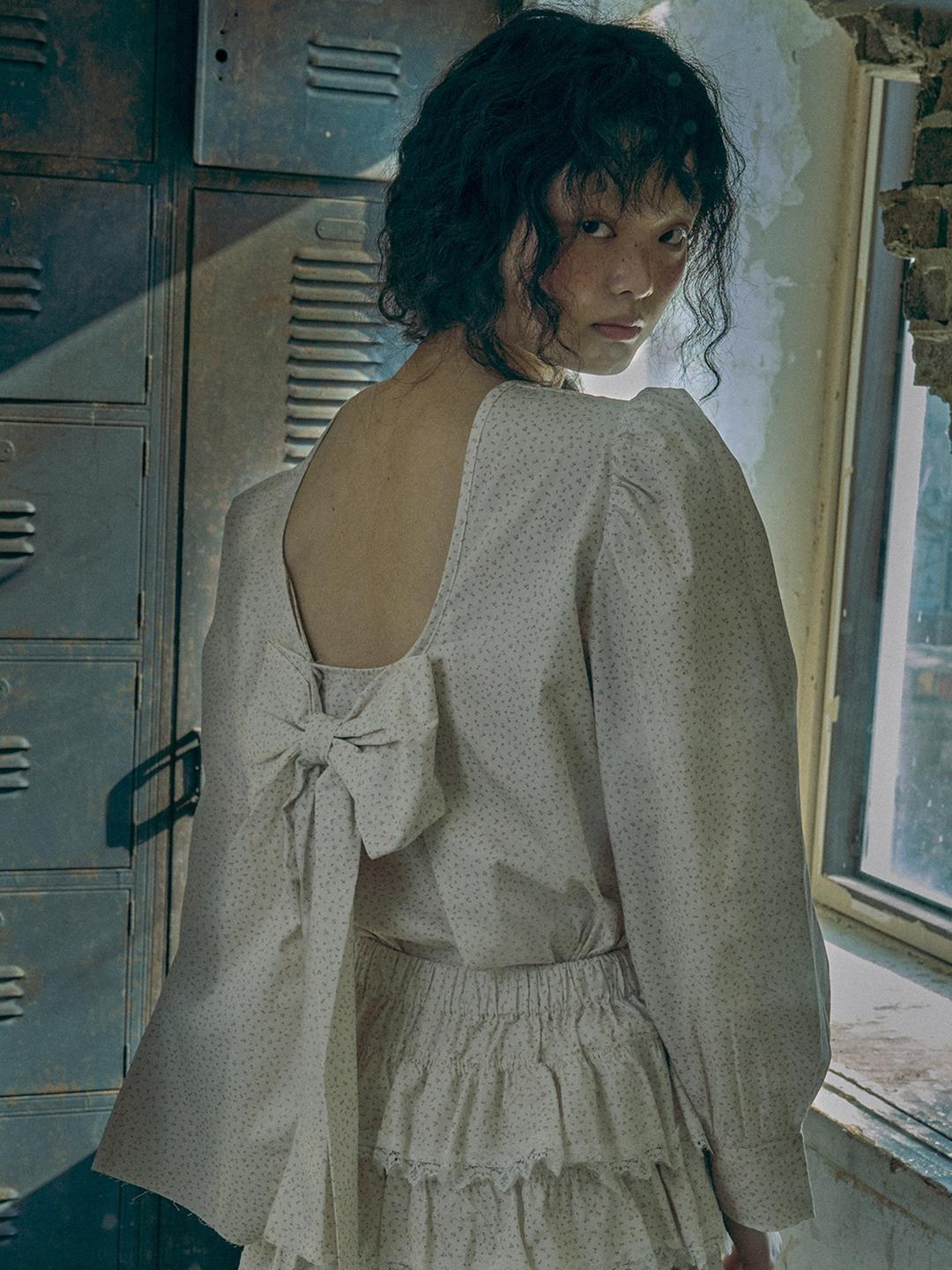 Twin ribbon blouse - Flower