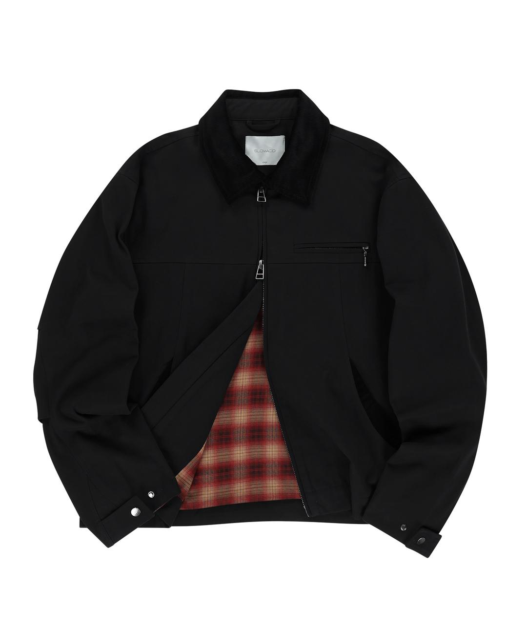 CHECK LINING COTTON WORK JACKET [BLACK]