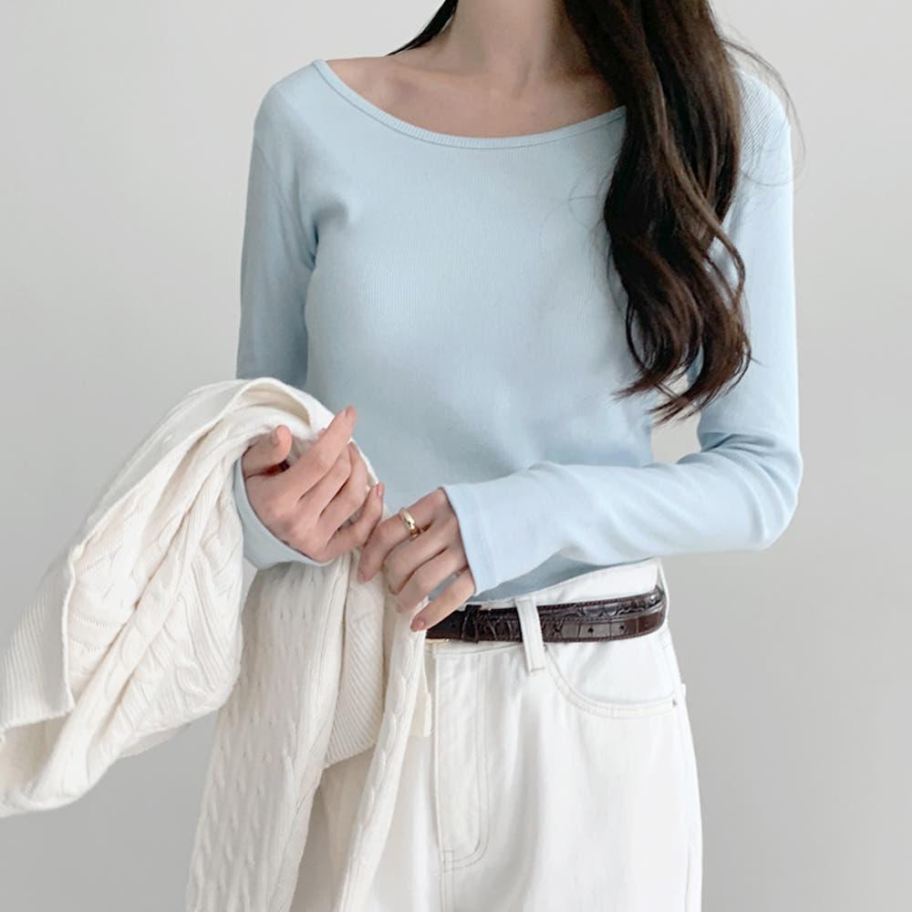 봄신상) 웨니 슬림 골지 유넥 티셔츠