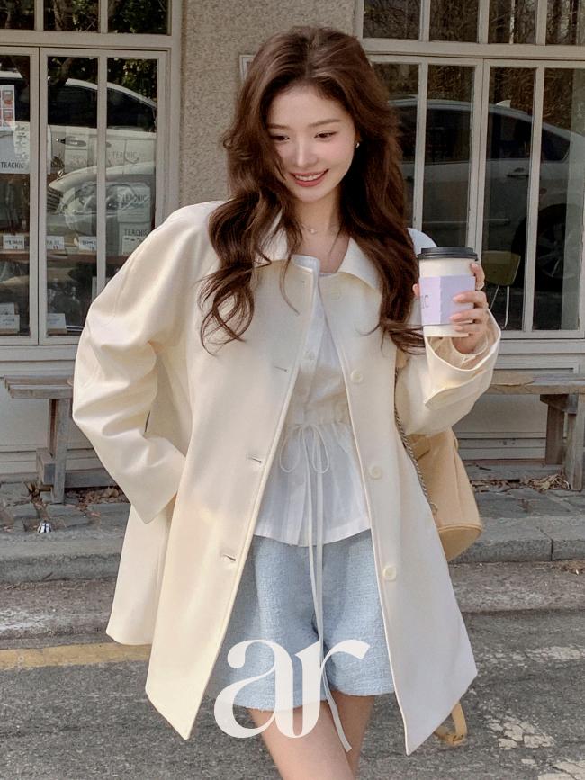 아뜨랑스 (봄신상,봄하프트렌치코트) 데일리 루즈핏 출근룩 간절기 아우터 하프트렌치,봄코트,여자트렌치코트,간절기아우터,데일리아우터,하객룩,봄아우터,여성트렌치,봄코디 ct1703