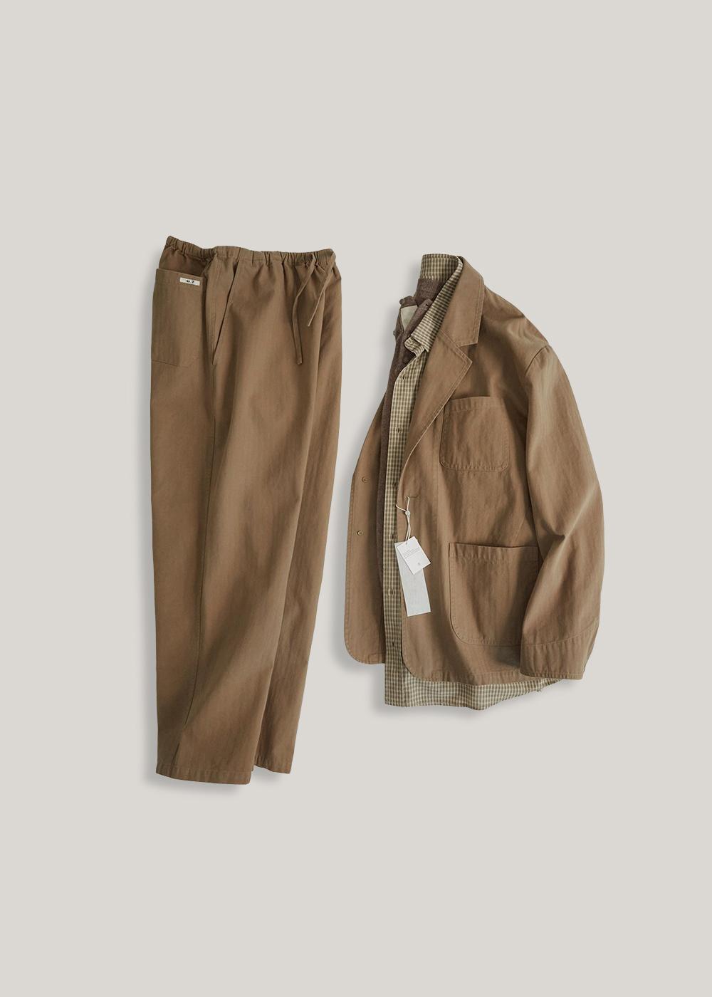 헤링본 워시 싱글 셋업_Khaki Brown