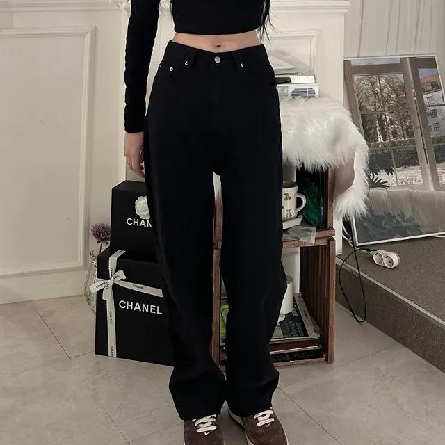 블랙 코튼 팬츠