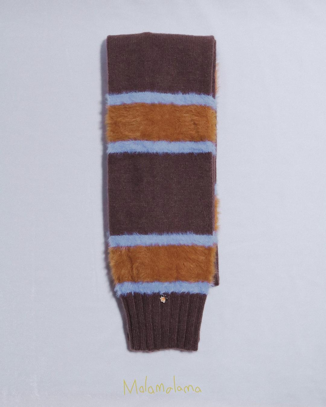[Malamalama] Knite Stripe Muffler -  Brown