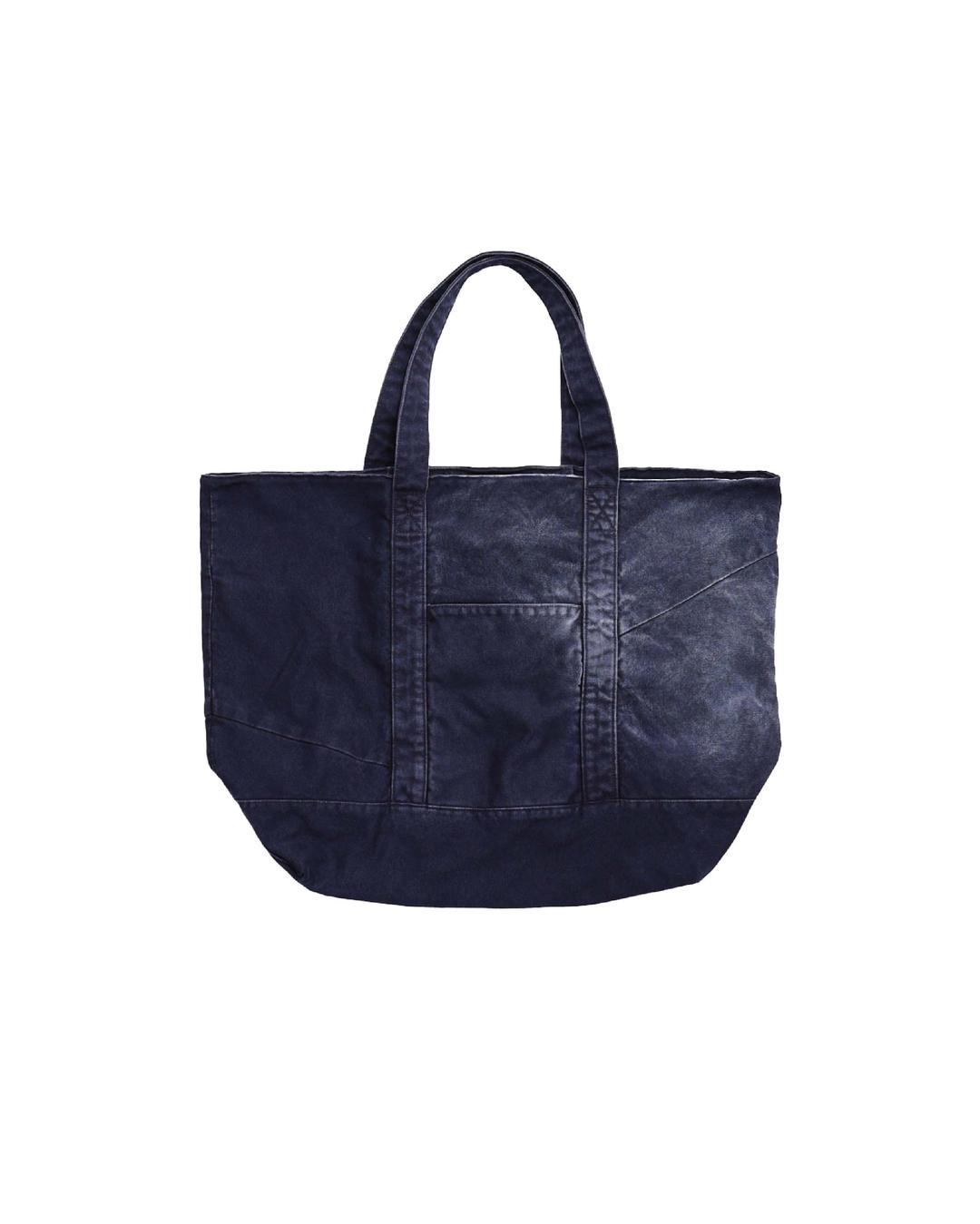 WASHED CANVAS BIG TOTE BAG (PURPLE CHARCOAL)