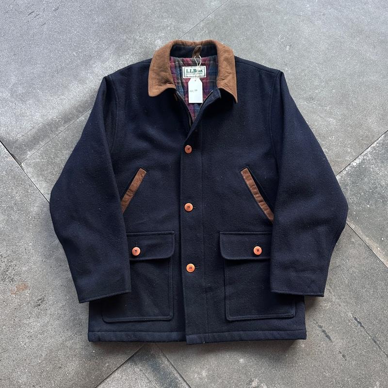 (105) L.L.Bean Navy Wool Barn Coat (Mct.44)