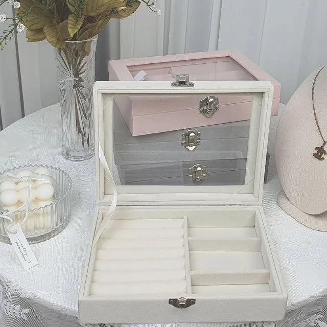 💖인기폭발💖칸칸 벨벳 목걸이 반지 팔찌 귀걸이 악세사리 보관함 정리함 케이스 보석함