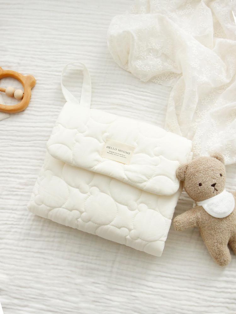 곰돌이 누빔 휴대용 기저귀 패드 매트 파우치