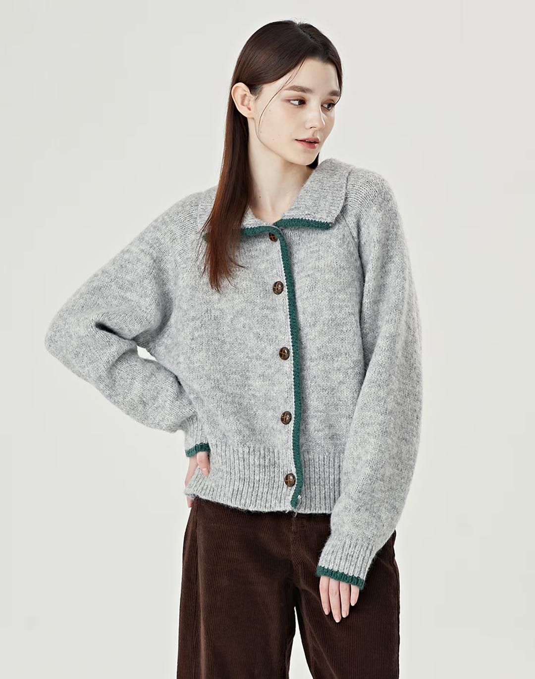 [시즌오프] 울 카라 루즈핏 니트 가디건 (DO4CK014A)