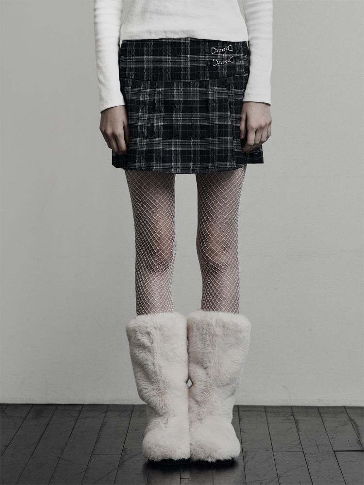 므넴 2nd) [mnem] chain pleats mini skirt (plaid)