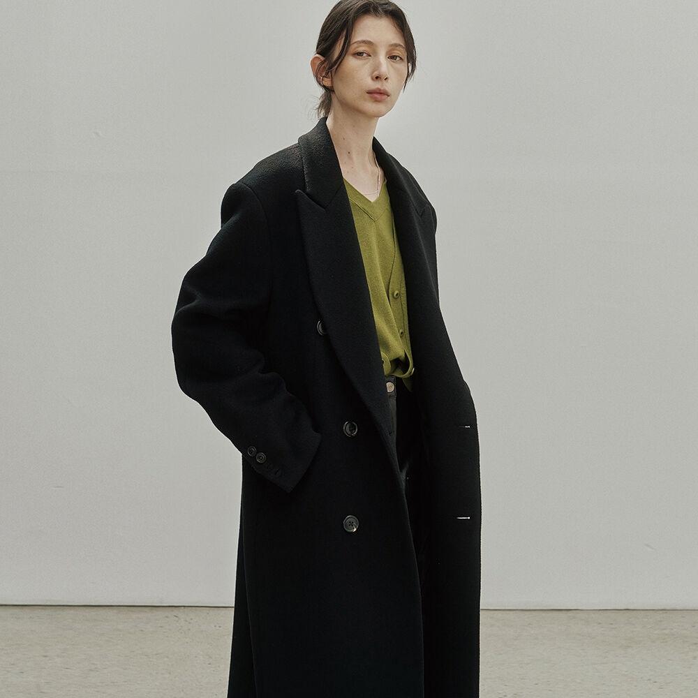 캐시미어 더블 브레스티드 코트 (블랙)