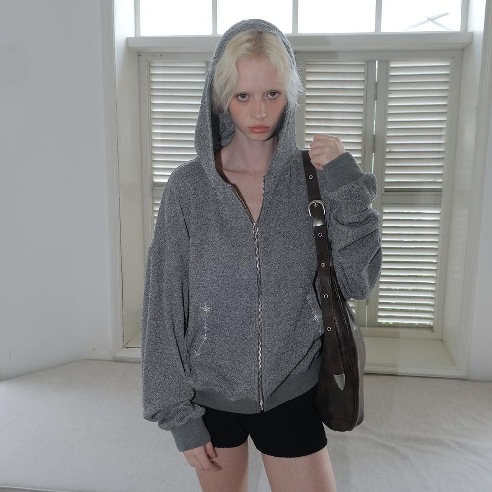 [10/16이후 예약배송]C HOODED KNIT ZIP-UP_GREY